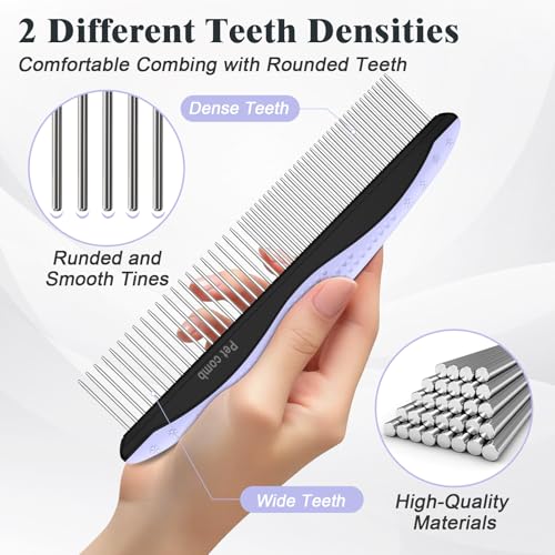 2PCS Self Cleaning Slicker Brush & Dog Comb - Skin Friendly Deshedding Grooming Tool for Dogs, Cats and Small Animals, Professional Deshedding Tool for Long and Short Haired Pets (Light Purple) - color: Light Purple