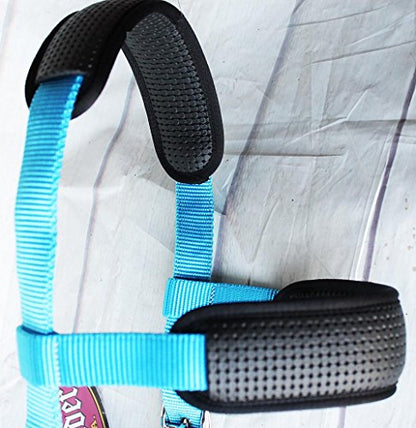 CHALLENGER Nylon Lunge Padded Cavesson Halter Horse Tack Turquoise 606F03P