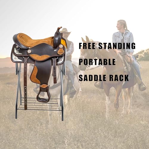 Saddle Rack Portable Folding Horse Saddle Stand for English and Western Saddles,28" L x 19" W x 37.5" H,Silver - style: 1PCS Silver