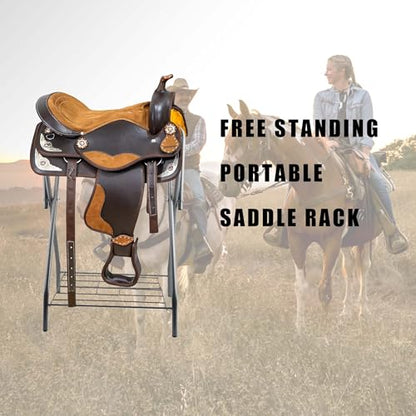 Saddle Rack Portable Folding Horse Saddle Stand for English and Western Saddles,28" L x 19" W x 37.5" H,Silver - style: 1PCS Silver