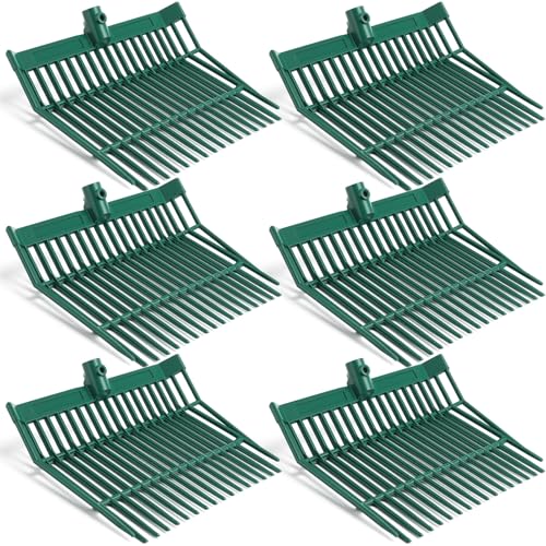 Lasnten 6 Pcs Manure Fork Replacement Head, 18 Tines Pitchfork Head with Screws and Nuts, Horse Manure Rake for Picking up Grass and Hay (Army Green) - color: Army Green