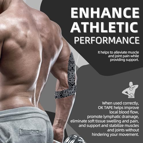 OK TAPE PRO Kinesiology Tape Bulk 103Feet, Water-Resistant Sports Tape | Elastic Physical Therapy Tape for Pain Relief, Muscle Support, Kinetic Tape, Latex Free, Uncut Roll, Black - color: Black