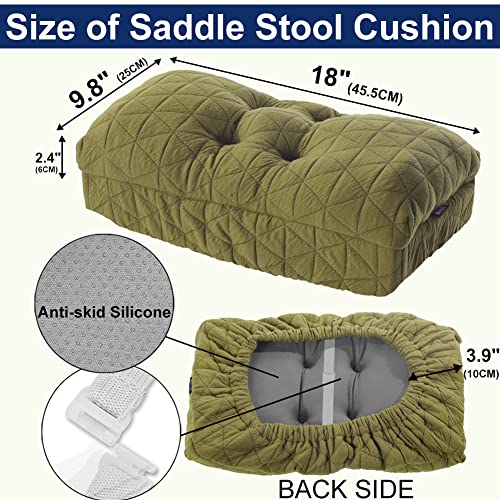BUYUE Saddle Stool Seat Cushion, Luxury Triangle Fashion Jacquard with Anti-Skid Silicone Bar Stool Cushion Padded (Green, Rectangular,1 Count) - color: Green, style: Saddle
