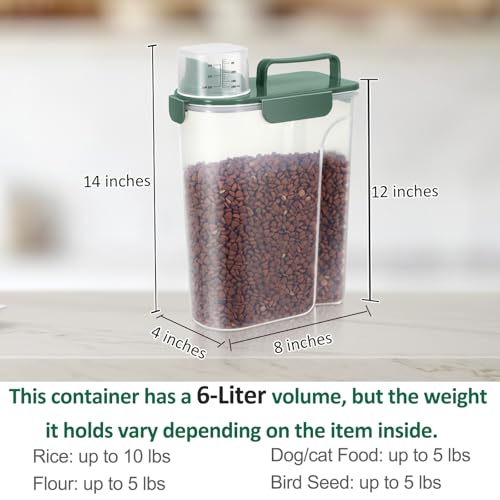 5 Lbs Pet Dog Food Storage Container for Bird Seed Rice Flour - Dark Green - color: Dark Green-5L