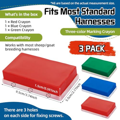 Replacement Marking Crayon Blocks for Ram Breeding Harness (Red,Blue,Green) - color: Red,Blue,Green