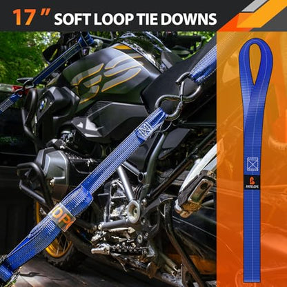 A ANTELOPE 4 Pack 1.5" x 8' Ratchet Tie Down Straps with S Hooks, Blue - color: Blue, size: 4PK-1.5in