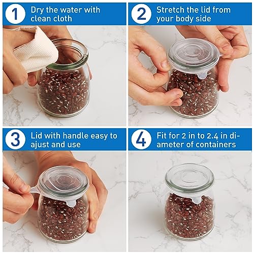 Extra Small Silicone Stretch Lids 1.6 Inch Reusable Silicone Jar Cover to Fit 1.6 Inch to 1.9 Inch Small Jars,Cans,Bottles 8 Pack - size: 1.6-1.9 inch (1 size)
