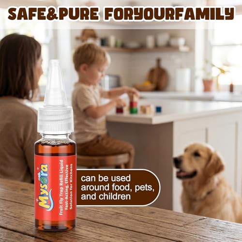 8 Pack Fruit Fly Trap Refill Liquid, 0.68 Ounces Per Bottle, Effective Fruit Fly Bait Refill, Suitable for Indoor Use, Kitchen Countertops, and Home Environments, Non-Toxic