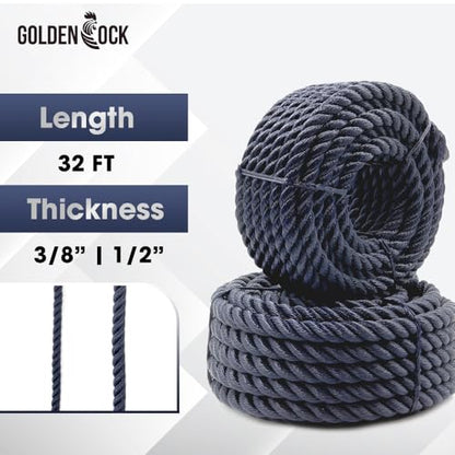 Heavy Duty Twisted PP/Polyester/Nylon Rope, Weather-Resistant & Waterproof Rope for Pool, Marine, Camping, Household Use, Construction & Rigging Applications (Navy, 1/2in X 32FT) - color: Navy, size: 1/2in X 32FT