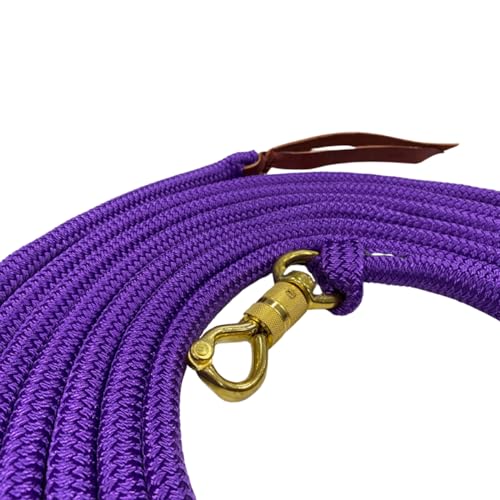 PARELLI 22 Foot Line Ground Training Rope - Strong Everyday Use All-Purpose Large Horse Lead Rope with Loop & Latigo Popper | 9/16" Diameter Smooth Yachting Braid, Purple - color: Purple