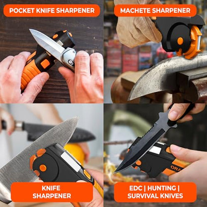 Orange Ninja 7-in-1 Garden Tool & Knife Sharpener- One Tool for Every Blade | Sharpens Axes, Hatchets, Machetes, Pruners & Shears in Minutes - Fits Your Camping Gear & Everyday Carry - Gift for Gardeners - size: Small