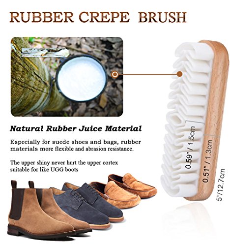 TAKAVU Shoe Shine Kit 4pcs, 100% Horse Hair, Polish & Crepe Suede Brush