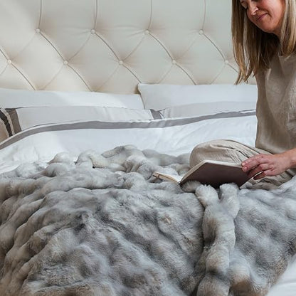 Mon Chateau 60" x 70" Dream Faux Fur Throw, Marble Print, Moonshadow Bubble | Cozy Layer Comfort For Couch, Bed Or Chair. Lightweight Polyester Fabric With Easy Machine Wash Care - color: Moonshadow Bubble