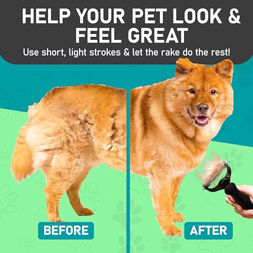 Maxpower Planet Hair Brush - Double Sided Shedding, Dematting Undercoat Rake for Dogs and Cats, Extra Wide Dog Grooming Brush, Reduce Shedding by 95%, Black - color: Black, size: Large