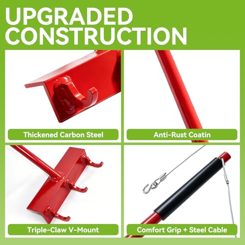 Heavy Duty Chain Link Fence Top Rail Stretcher Tool with 3 Hooks - color: Red