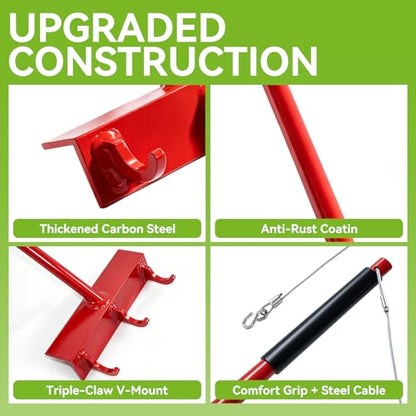 Heavy Duty Chain Link Fence Top Rail Stretcher Tool with 3 Hooks - color: Red