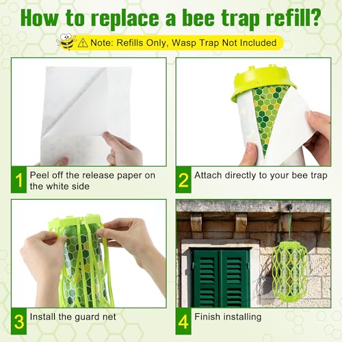 Qualirey 20 Pack Wasp Trap Refills, Fits Most Wasp Sticky Trap, 12" x 8.6"