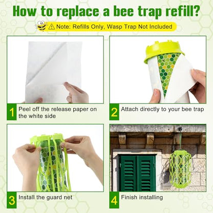 Qualirey 20 Pack Wasp Trap Refills, Fits Most Wasp Sticky Trap, 12" x 8.6"