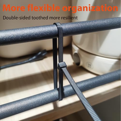 8 Inch Zip Ties Double Sided Toothed (Bulk 1000 Pack Black),65lbs Tensile Strength Heavy Duty Cable Wire Ties with Self-Locking Adjustable Nylon Tie Wraps for Indoor Outdoor (Patented Design) - size: 8 inch 1000 Pack （65 Lbs ）