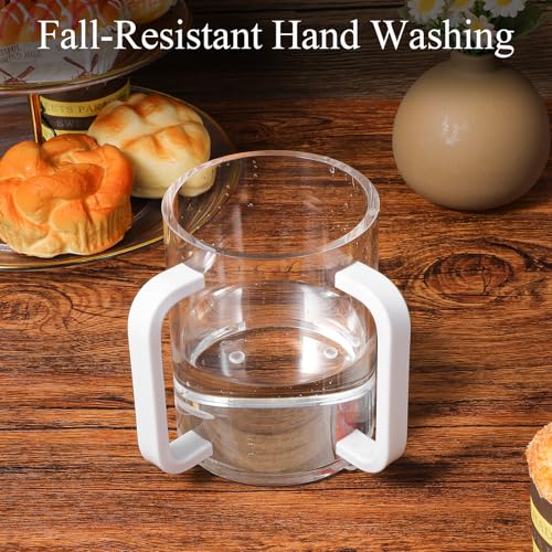 2 Pcs Judaica Hand Washing Cup with Dual Handles,5" Acrylic Clear Netilat Yadayim Cup lota for Bathroom(White Handle) - color: white Handle
