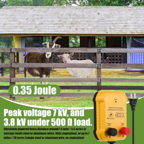 Electric Fence Kit, 2 Mile 110 VAC 0.15 J Fence Charger, 3366 ft Polywire - size: 3366FT, style: 0.15J