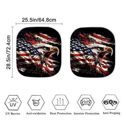 Car Windshield Sun Shade Foldable 2pcs Cool Eagle Ameican Flag Automotive Front Window Sunshade Protector Accessories for Car Truck SUV Auto Sun Heat and UV Rays Blocker - color: Cool Eagle Ameican Flag