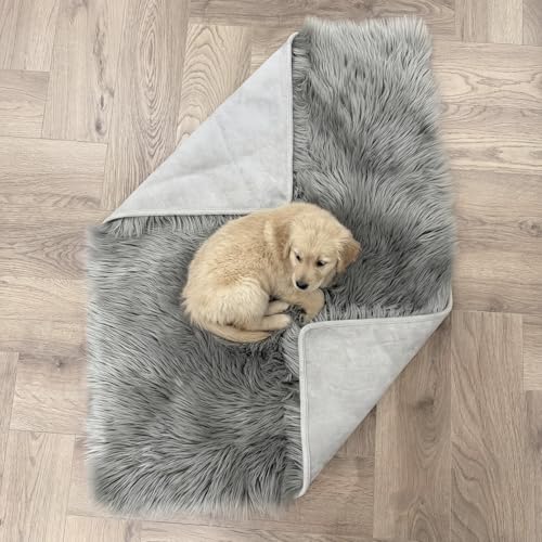 IHAPPYDOG Faux Fur Dog Blanket, Waterproof Couch Cover, Grey 40"x30" - color: Grey, size: 40" x 30"