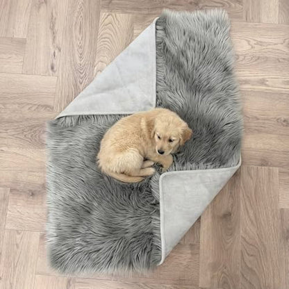 IHAPPYDOG Faux Fur Dog Blanket, Waterproof Couch Cover, Grey 40"x30" - color: Grey, size: 40" x 30"