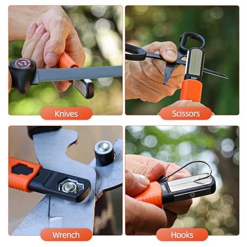 RUSHMORE Garden Tool & Knife Sharpener, 5-in-1 Multipurpose Carbide & Ceramic Blades for Pruners, Loppers, Hedge Shears, Scissors, Axes, Machetes & Lawn Mower Blades – Repairs & Hones Edges - style: 5-in-1