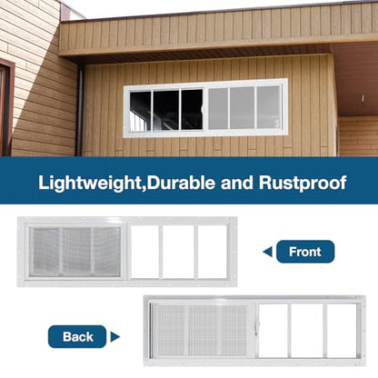 Yuzzy Shed Windows 2 Pack, 10"x35" Sliding Windows Transom Window with Tempered Glass and Removable Fiberglass Screen for Shed, Chicken Coop, Playhouse, Household, Garage, Barns (White) - color: White, size: 10"x35"