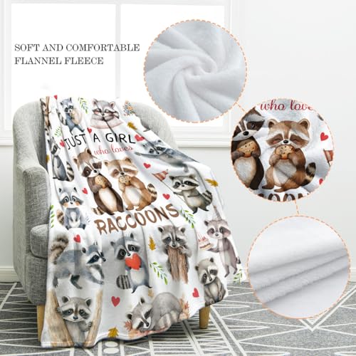 Jekeno Raccoon Gifts Blanket Cute Animal Throw Blanket | 50x60 Inch Flannel Just A Girl Who Loves Raccoons Blanket Gifts for Women Girls Animal Lovers Birthday - color: Raccoon1, size: 50"x60"