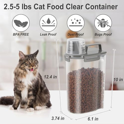 Dog Cat Food Storage Container with Cup (Dark Olive, 2.5L (2 pack)) - color: Dark Olive, size: 2.5L (2 pack)