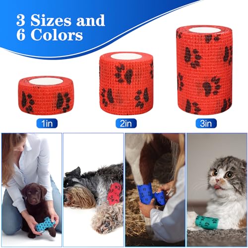 6pcs 2" Self Adhesive Bandage Wraps, Paw Prints B - size: 6pcs 2" Paw Prints B