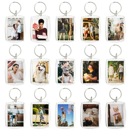Acrylic Photo Frame Keyring, Personalized Keychains,Clear Picture Keychain as Gift - color: 100pcs