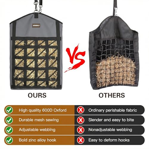 3Pack Ultra Slow Feed Horse Hay Bag Net Front,(1 Black+2 Grey) - color: 1 Black+2 Grey