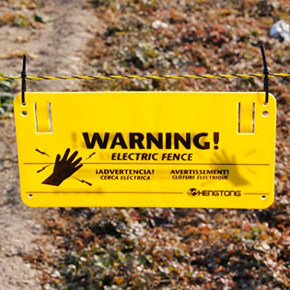 Plastic Electric Fence Warning Signs 4 Pcs 9.5 x 4.7 Inch | Yellow durable safety markers, no touching reminder for farm and home use