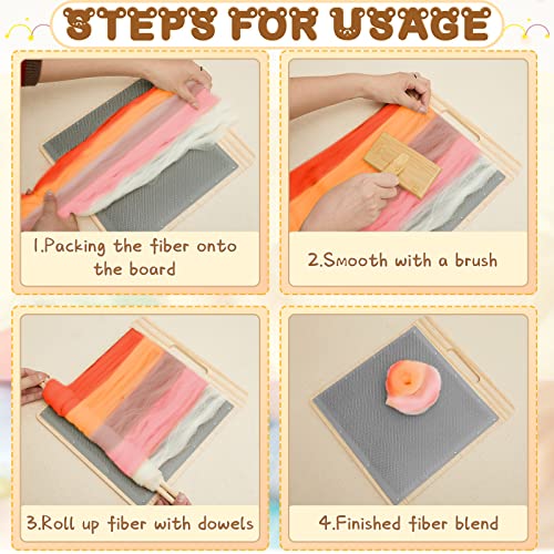 Tessco for you 4 Pcs Wool Blending Board Carding Brush Set with 1 Wool Hand Carders Wood Brush 2 Wooden Craft Sticks, Needle Felting Tools for Felt Needle Project Spinning Craft