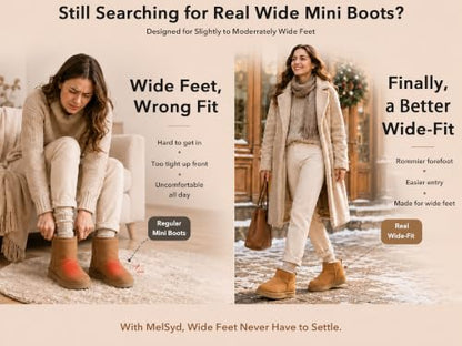 100% Sheepskin Mini Boots with Arch Support Options: Warm to -22°F - color: Classic-wide-chestnut, size: 9 Wide