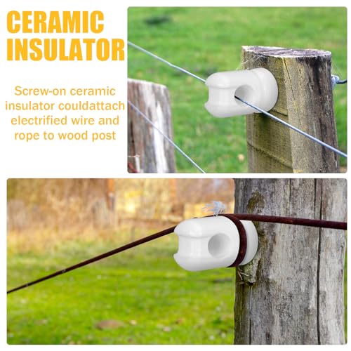 Blulu 12 Pcs Electric Fence Insulators Porcelain Heavy Duty Ceramic 1.8''