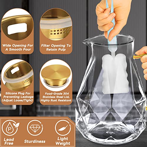 Glass Pitcher, 2.2 Liter Water Pitcher With Lid | Iced Tea Pitcher for Fridge,Carafe With Lid, Glass Water Jug For Juice, Milk, Cold Or Hot Beverages, 2 Quart - size: 74.4 Ounces