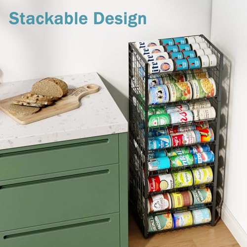 3-Pack Stackable Can Rack Organizer, Adjustable Can Holder for Pantry | 2-Tier Rolling Can Dispenser Holds Up to 90 Cans, Canned Food Storage Organizer for Kitchen Cabinet, Black - style: 2-Tier 3-Pack