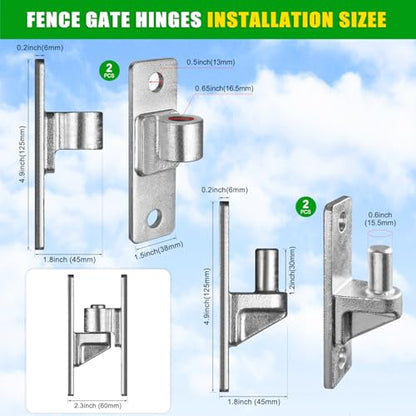 Insaga Wall Mount Gate Hinges Heavy Duty (2Pack), Hot-Dip Galvanized Steel, 600LB Load Capacity, Universal Fit for Wood, Concrete & Brick Posts, Outdoor Farm Fence Gate Hardware Kit (4.9"x1.5") - color: Silver-2Pack