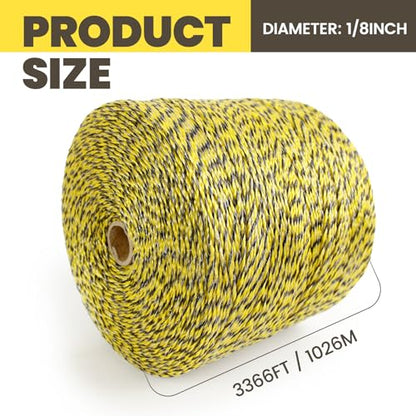 MERIANE Electric Fence Wire 1/8" 3366 Feet/1026 Meters for Livestock - size: 1/8" 3366 Feet/1026Meters