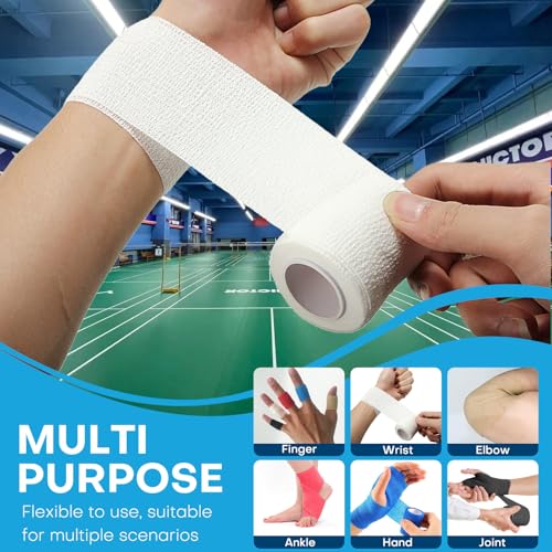 Self Adhesive Bandage Wrap, 2 Pack 2 Inch x 5 Yards Cohesive Tape, Elastic Wrap for Sports Injury, Athletic Training, First Aid, Animals (Skin Color)