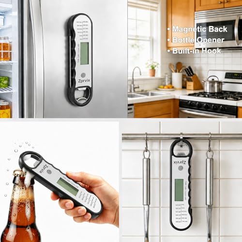 0.5s Instant Read Meat Thermometer Digital, Cooking, ±0.5°F Accuracy - color: Silver & Black