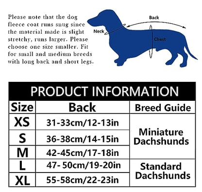 Dachshund Coats Sausage Dog Fleece Coat in Winter Miniature Dachshund Clothes with Hook and Loop Closure high vis Reflective Stripe Safety Brown M - color: Brown, size: Medium(Back: 17"-18"in)