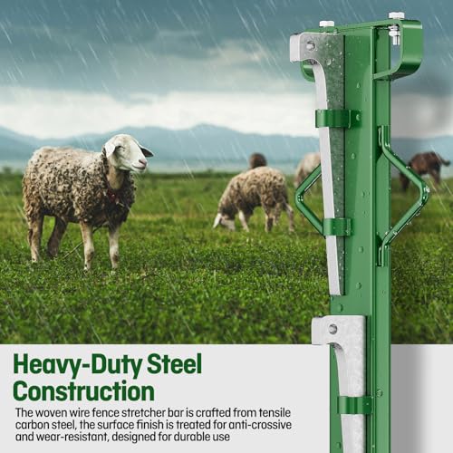 4ft Heavy-Duty Fence Stretcher Bar with Wedges | Heavy-Duty Steel Fence Puller for Tightening Woven&Welded Wire,Ideal for Cattle,Horse Enclosures,Post Installation - size: 92 Inch