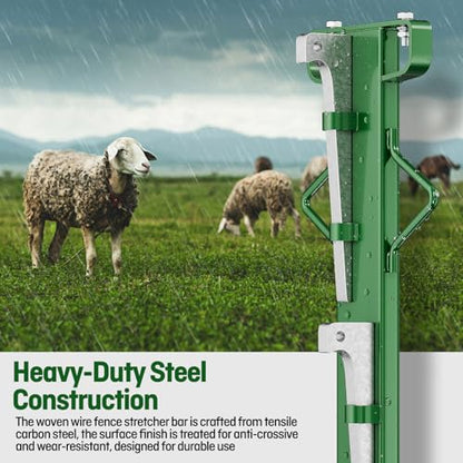 4ft Heavy-Duty Fence Stretcher Bar with Wedges | Heavy-Duty Steel Fence Puller for Tightening Woven&Welded Wire,Ideal for Cattle,Horse Enclosures,Post Installation - size: 92 Inch