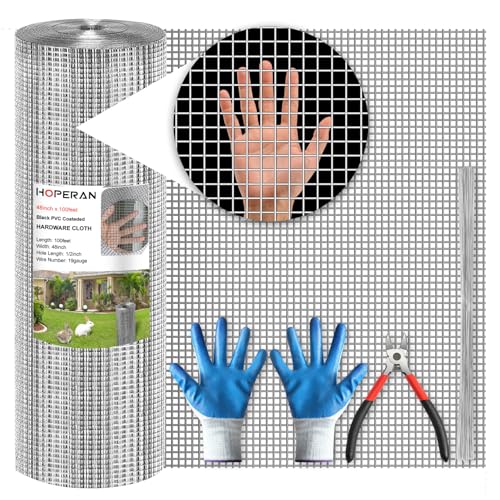 HOPERAN Hardware Cloth 1/2 Inch 48 x 100 ft, 19 Gauge Chicken Wire Fencing | Hot Dipped Galvanized After Welding, Rust resistant, Heavy-duty, for Garden Fencing Gopher Wire Rabbit Cage Poultry Netting - size: 1/2in 48in x 100ft