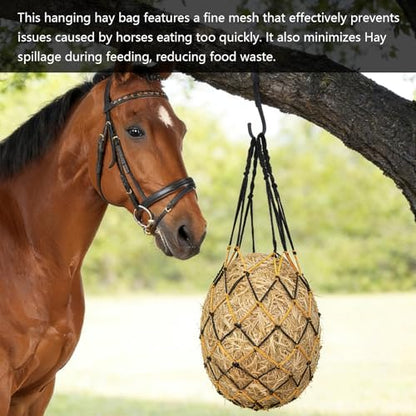 2 Pcs Slow Feed Hay Net for Horses, 34 Inch Hay Bags, Black - size: Black